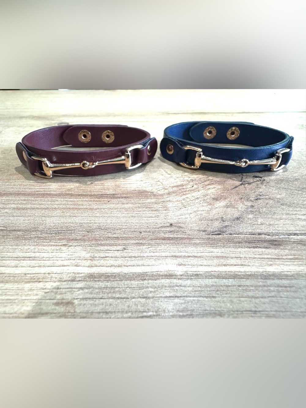 Leather Style Wrap Bracelet with Gold Bit Accent & Snap Closure, NWOT